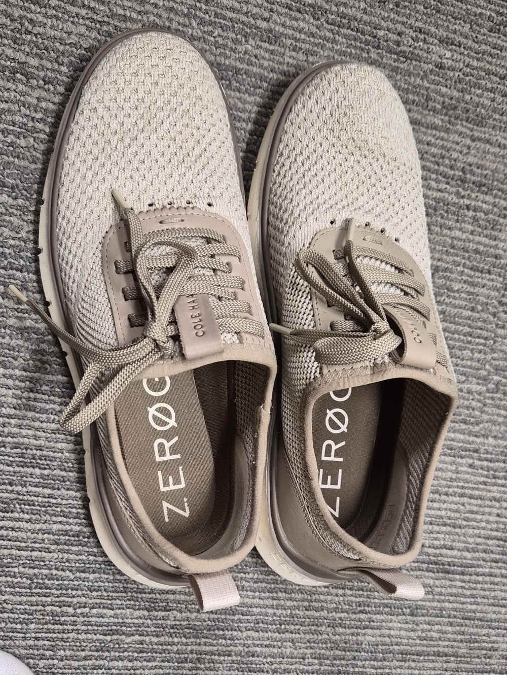 Cole Haan Beige/Taupe Zerøgrand Knit Lace-Up Sneakers